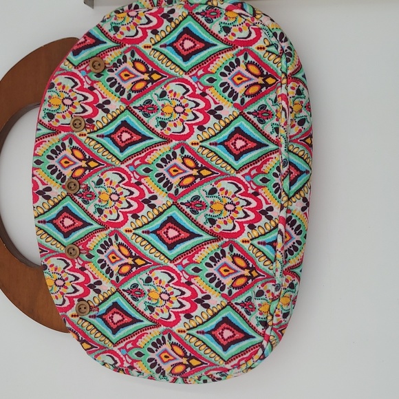 Vintage style Hand Bag with Wooden Handles - Picture 7 of 7